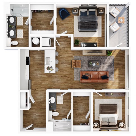 2 Bed 2 Bath Floor Plan | 1,176 Sq. Ft. at Terraces at High Mountain in Huntsville, 35811